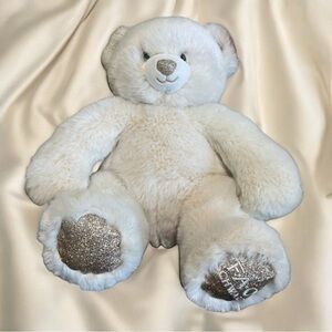NEW FAO Schwarz‎ White and Gold Sparklers Plush Bear Holiday Gifting